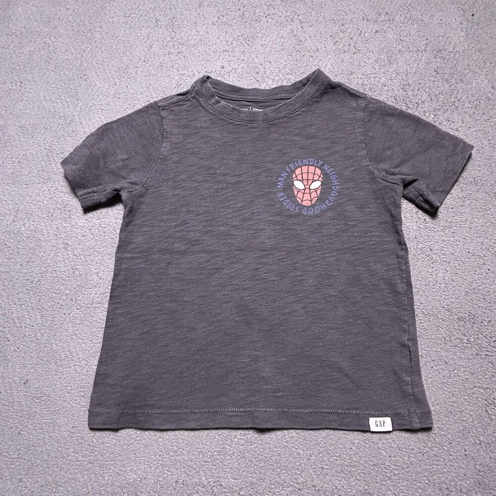 Baby Gap Graphic T-Shirt Toddler Boys 4T Marvel Spider-Man Dark Grey Comic